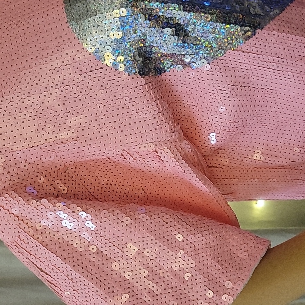 Sequin Heart T-Shirt in Pink and Silver size small - Picture 4 of 9